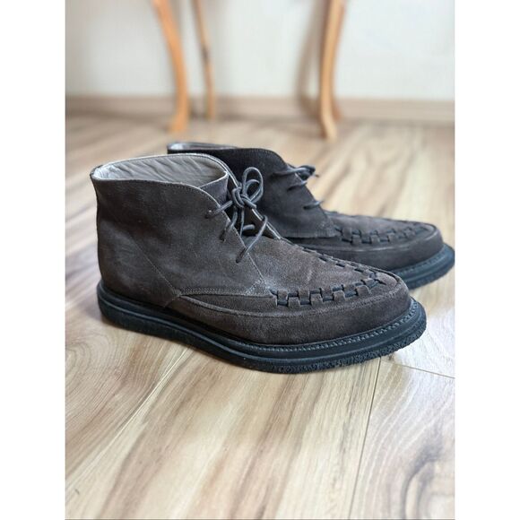 AllSaints Mens Brown Leon Suede Leather Lace Up Woven Chukka Boots Size 42 - Picture 11 of 14